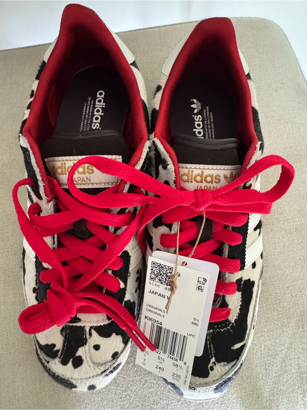 adidas Japan Cow Print Sneakers with Red Laces